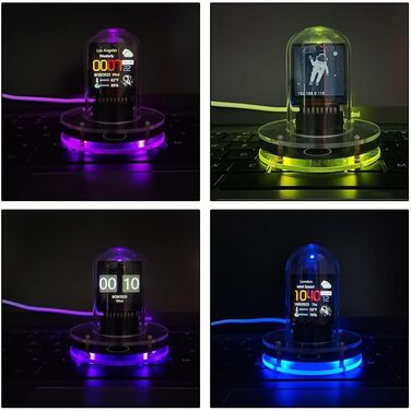 Імітаційний годинник Nixie Tube, розумний годинник WIFI метеостанції для прикраси робочого столу, електронний альбом з анімацією, RGB-годинник з підсвічуванням та регульованим дисплеєм