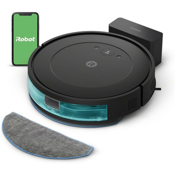 Робот iRobot Roomba Combo Essential для пилососа та швабри (Y0110), потужний пилосос та миття, 3 рівні всмоктування, точкове прибирання, керування за допомогою програми, кнопок або голосу, чорний