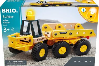 Самоскид Brio Builder 34599 Volvo - Потужний будівельний автомобіль з нахиленою вантажною платформою, шарнірним рульовим керуванням та світловим модулем - Рекомендовано для дітей віком від 3 років, 63459900