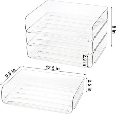 Штабельовані лотки для паперу Okllen 3 упаковки, прозорий набір лотків для листів PET Desk, 3-рівневий лоток для органайзера документів для паперу формату А4, журналів, чеків, канцелярського приладдя, 31,5 x 24,5 x 7 см