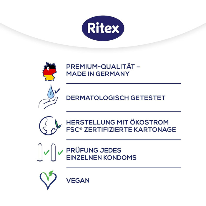 Презервативи Ritex Pro Nature Sensitiv - природне додаткове зволоження - екологічний ярмарок Зроблено в Німеччині, 16 шт. 16 шт. (1 упаковка)