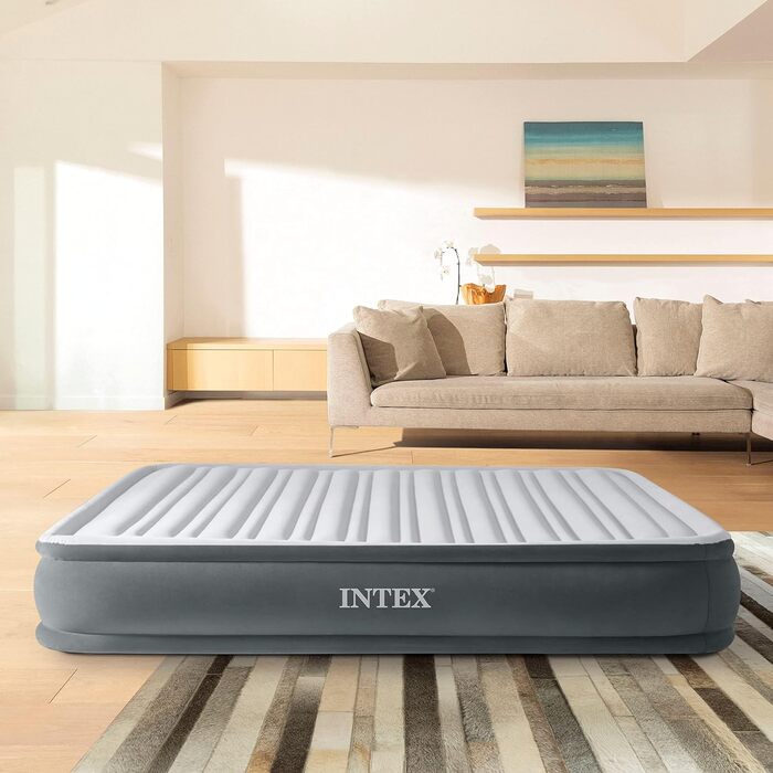 Плюшеве надувне ліжко Intex Queen Comfort з Fiber-Tech RP, надутий розмір 152 см x 203 см x 33 см (67770ND)