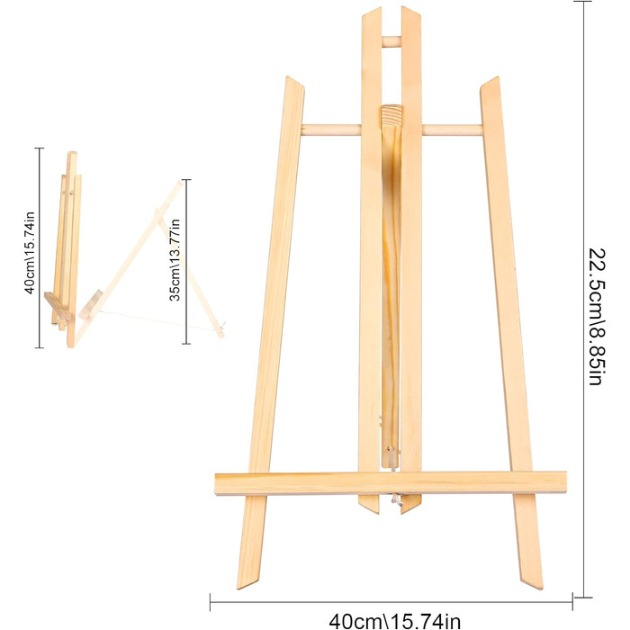 Мольберти Viesap, 2 частини дерев'яного мольберта, 40-сантиметрова підставка для картин з масиву дерева, мольберт/настільний, складний і компактний, декоративна підставка, мольберт дитячий, для картин, дитячого декоративно-прикладного мистецтва.