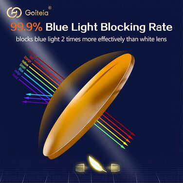 Окуляри Goiteia Ultralight Blocking Blue Lighting, ігрові окуляри, зменшують головний біль і покращують сон, AR-покриття зменшує відблиски в 4-8 разів більше, ніж звичайні окуляри 99 фільтр синього світла-помаранчевий