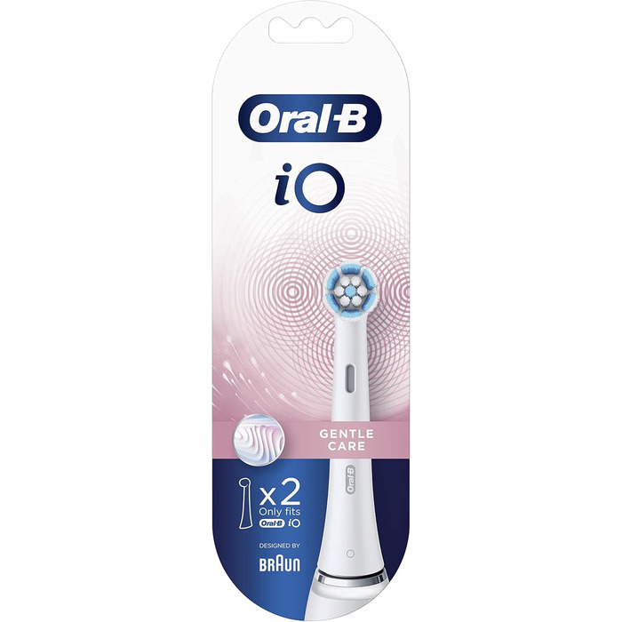 Електрична зубна щітка Oral-B iO Gentle Care, кручена та скошена щетина для більш глибокого видалення нальоту, 2 шт. и насадки для зубних щіток, біла 2 шт. и (1 упаковка)