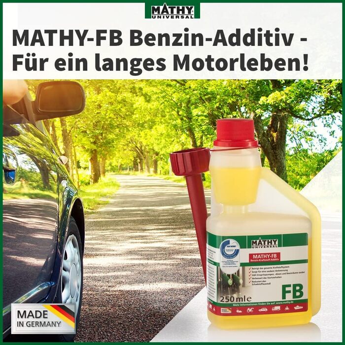 Паливна присадка MATHY-FB Gasoline Care, 250 мл - Присадка до бензину - Живить і очищає всю паливну систему двигуна - Присадка для бензину