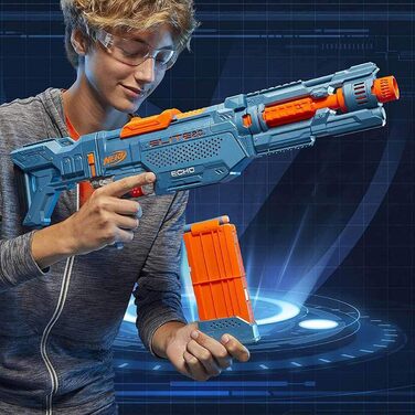 Бластер Nerf Elite 2.0 Echo CS-10 - 24 офіційні дротики Nerf, кліпса на 10 дротиків, знімне ложе та подовжувач ствола, 4 тактичні рейки, різнокольоровий, 6.67 x 68.58 x 31.75 см