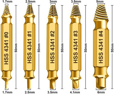 Набір гвинтових екстракторів Daoxue 5 предметів, золотистий