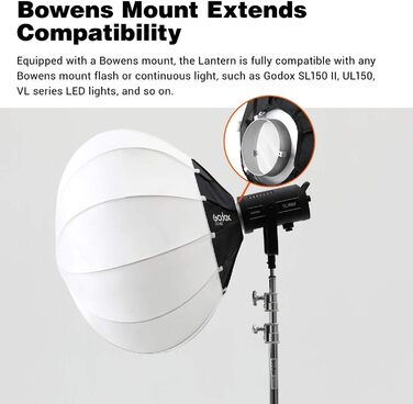 Ліхтар Softbox 85.5 дюймовий модифікатор м'якого освітлення для Godox SL-60W SL150W II FV150 AD300PRO AD400PRO AD600BM VL150 VL300 та інших Bowens Mount Light 33,5'/80см, 85D