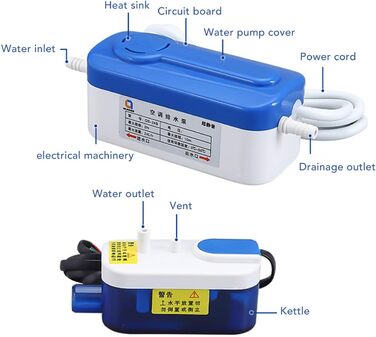 Кондиціонер для конденсатного насоса, автоматичний насос для зливу конденсату Машина для підйому конденсату Міні-спліт-насос для конденсату з резервуаром для зберігання води 60 мл, для охолодження Осушувач повітря духовки 24 л/год