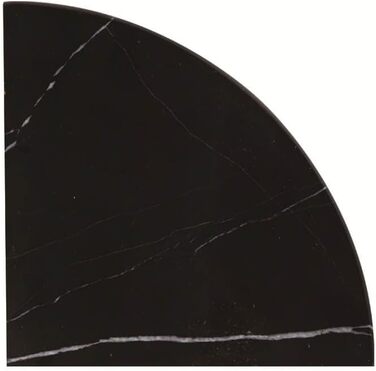 Кутова полиця Adolif Nero Marquina з чорного мармуру, чверть кругла, 100 натуральний мармур, полірований, 22,9 x 22,9 x 1,9 см, кутова полиця Nero Marquina з чорного мармуру для душової кабіни, декор, 1 лист 9'x9'x3/4 Чорний