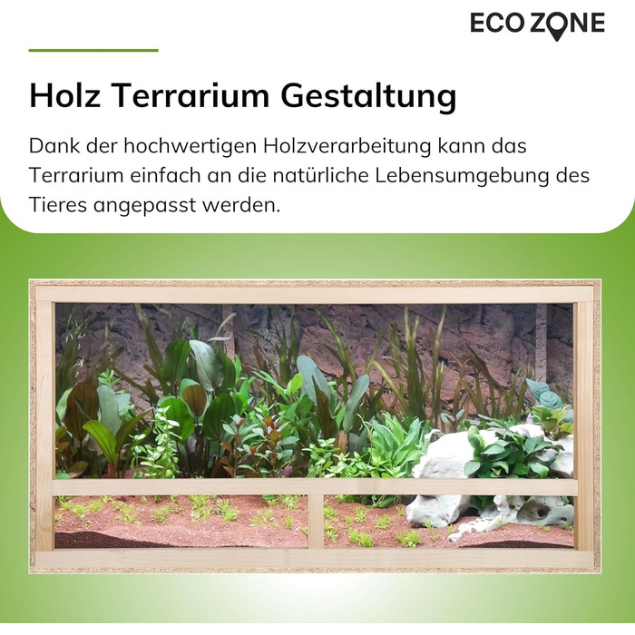 Дерев'яний тераріум ECOZONE з бічною вентиляцією 100x60x50 см - Дерев'яний тераріум з плит OSB - Тераріуми для екзотичних тварин, таких як змії, рептилії та земноводні