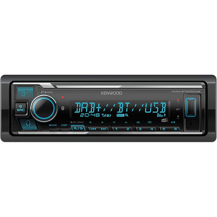 Автомагнітола Kenwood KMM-BT506DAB з системою гучного зв'язку DAB і Bluetooth (в комплекті з Storeo Alexa, USB, AUX-In, звуковим процесором, 4 x 50 Вт, var. Освітлення, антена DAB)