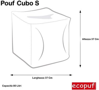 Вулична підставка для ніг Ecopuf Cube S з поліестеру, водонепроникна, Oxford, 600D, вулична, з полістирольними кульками, 37 х 37 см