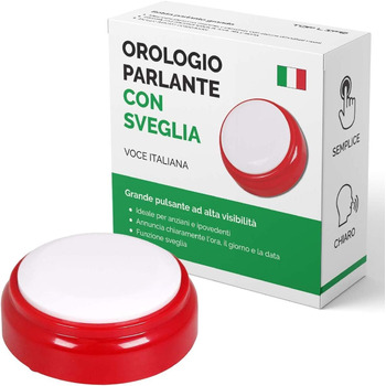 Розмовляючий годинник з німецьким голосом для людей похилого віку, слабозорих, сліпих або людей з хворобою Альцгеймера ідея подарунка для бабусь і дідусів, тата, матері будильник для людей похилого віку (італійський)