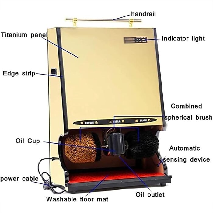 В 1 повністю автоматична полірувальна машина для взуття, порошок, полірування та блиск, 3 функції, полірувальна машина для взуття з інфрачервоним датчиком з подвійною комбінованою щіткою для сім'ї, готелів, банків, комерційних, 3