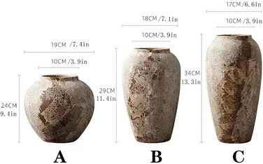 Вінтажна керамічна ваза у стилі вабі-сабі Lllunimon, висока ваза у сільському стилі для декору фермерського будинку, центральна частина вхідного столу у вітальні, кухня, весільний подарунок, B