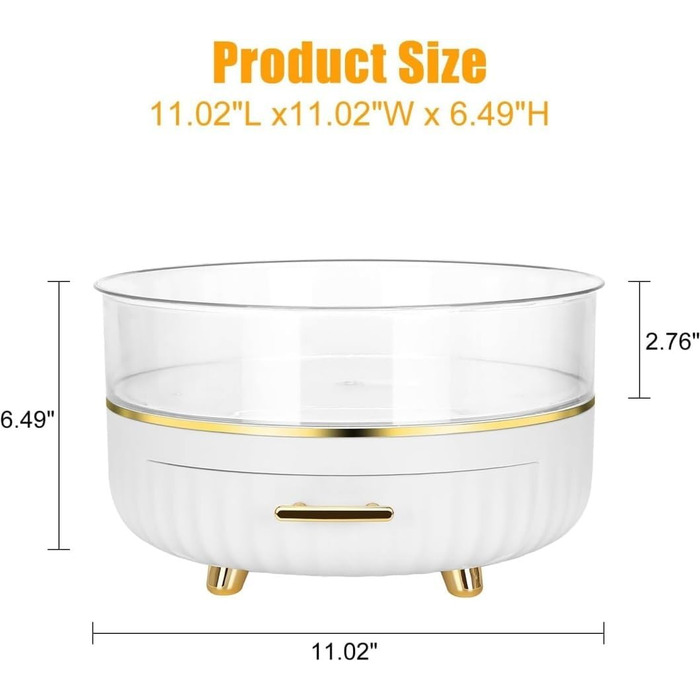 Косметичний органайзер Лоток для зберігання догляду за шкірою на 360 градусів, 2-рівневий органайзер для косметики з висувним ящиком, круглий поворотний органайзер для макіяжу Makeup Cosmetic (колір білий)