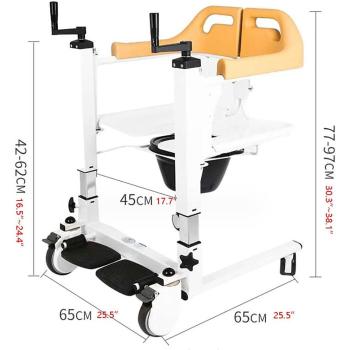 Допоміжний засіб для вставання в ліжку, Сходовий підйомник для літніх людей, Ручний підйомник для пацієнтів, Портативний підйомник, Ліжко-туалетне крісло з розділеним сидінням A на 180