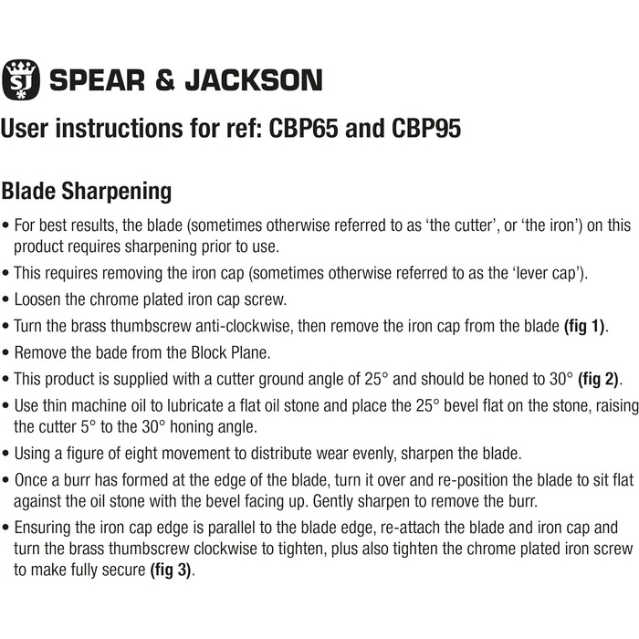 Рубанок столярний Spear & Jackson CBP95, 24 см