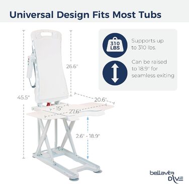 Медичний підйомник сидінь для ванни Bellavita, білий