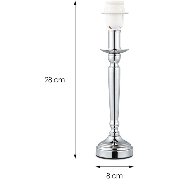 Класична настільна лампа з цоколем Baroc для абажура 8/8/28см Срібло Цоколь настільної лампи підходить для світлодіодного джерела світла E27 для абажура діаметром макс.35см хромований барок