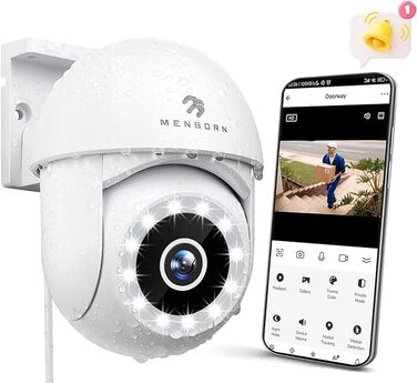 2.5K, Outdoor Surveillance Camera 360 Field of View with Starlight Color Night Vision, Outdoor IP Camera with Floodlight, Two-Way Audio, Siren, Works with Alexa, 2.5K, Outdoor Surveillance Camera 360 Field of View with Starlight Color Night Vision, Outdoo