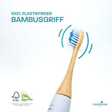 Екологічні бамбукові щітки для звукової зубної щітки happybrush Eco VIBE 3 8 розд. Біорозкладана ручка без пластику 100 веганський Середня щетина Синьо-зелений Набір значень з 8 Синьо-зелений