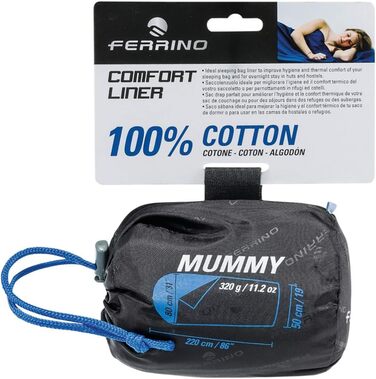 Простирадло для спального мішка Ferrino Comfort Liner Mummy, світло-блакитне односпальне