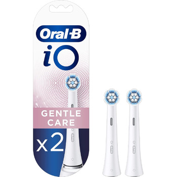 Електрична зубна щітка Oral-B iO Gentle Care, кручена та скошена щетина для більш глибокого видалення нальоту, 2 шт. и насадки для зубних щіток, біла 2 шт. и (1 упаковка)