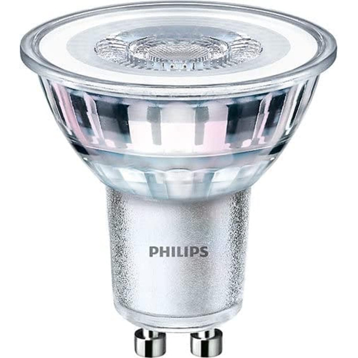 Лампи Philips LED Classic GU10 Warm Glow (50 Вт), світлодіодні плями з рефлектором з регулюванням яскравості та теплим білим світлом, енергозберігаючі лампи з тривалим терміном служби (50 Вт, упаковка з 10 шт. , без регулювання яскравості)