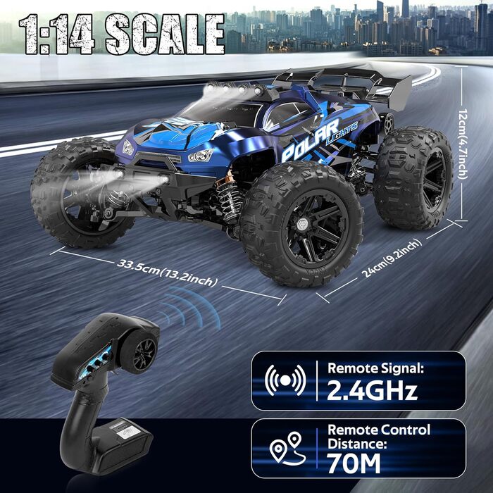 Автомобіль на дистанційному управлінні, RC Car 1 14 Monster Truck 45KM / H 2.4GHz 4WD позашляховик подарунок для підлітка Дорослий 114