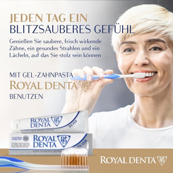 Зубні щітки Royal Denta Gold Medium 4 Pack - щетина подвійної довжини для чищення міжзубних проміжків, частинки золота проти бактерій, видалення зубного каменю, середньої міцності, багатобарвна