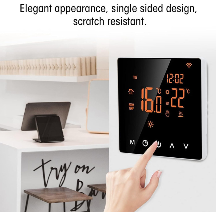 Цифрові програмовані термостати, кімнатний термостат, ME81H AC 230V WIFI Smart Thermostat, 16A, помаранчева задня біла преса РК-дисплей Інтелектуальний термостат Термостат теплої підлоги для термостата