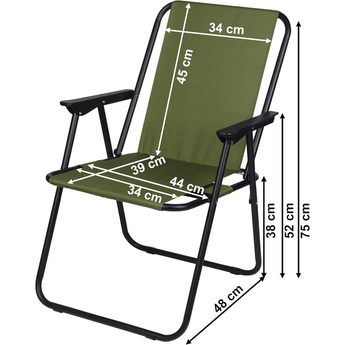Крісло для кемпінгу Складаний складаний стілець - Зручне крісло для риболовлі Пляжне крісло Розкладне крісло - Садове крісло з підлокітником - М'яке легке - до 120 кг - (Зелений)