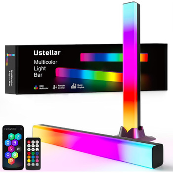 Світлова панель Ustellar RGB, світлодіодна панель для синхронізації музики RGB IC, ембієнтна лампа з живленням від USB, підсвічування ігрового телевізора зі зміною кольору з пультом дистанційного керування, 8 динамічних режимів для оформлення ігрової кімн