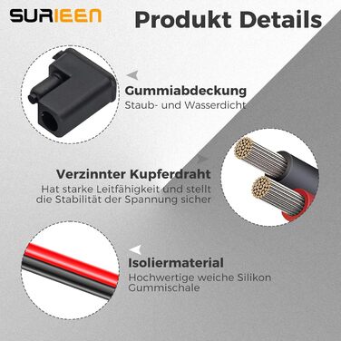 Сонячний розєм Surieen до кабелю SAE, адаптер 10AWG від сонячної енергії до SAE. Комплекти зєднувальних кабелів для панелі сонячних батарей для портативної електростанції сонячного генератора RV з 1 адаптером для зворотної полярності SAE (60 см)