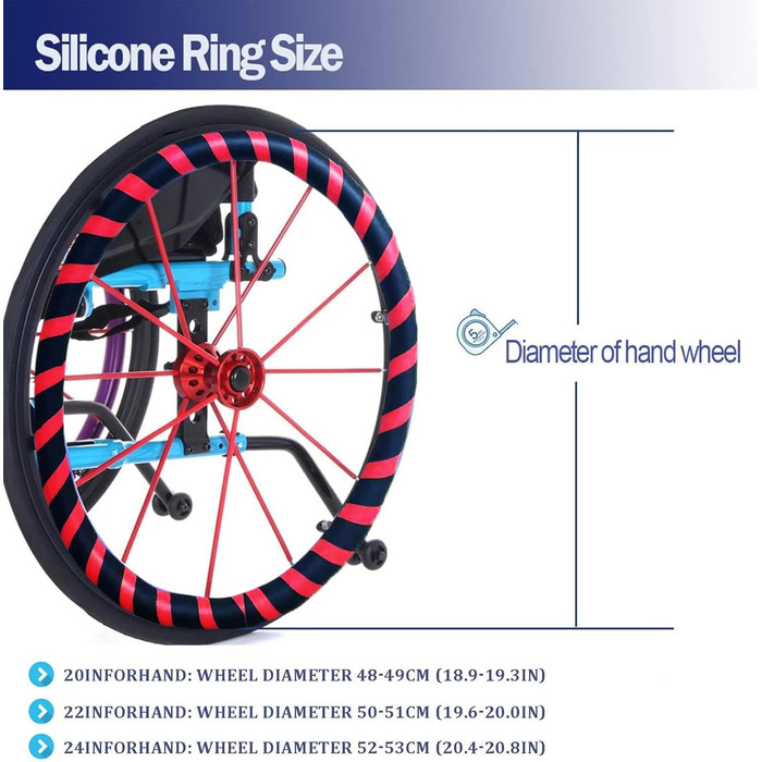 Дюйма, 24-дюймові чохли для захвату інвалідного візка, чохол для ручки заднього колеса інвалідного візка, силіконові захвати для інвалідного візка, не ковзають, покращують зчеплення та зчеплення 24in 001, 001.24