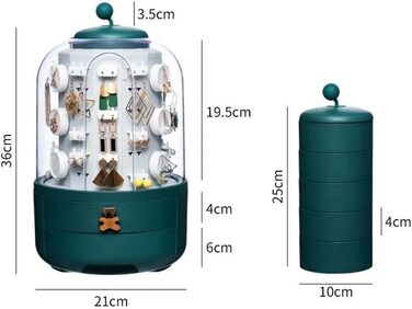 Органайзер для ювелірних виробів ZHIYOUGO, 360 обертовий, прозорий, органайзер для ювелірних виробів, коробка для зберігання косметики, намисто з сережками, дисплей, органайзер для макіяжу для жінок, шкатулка для ювелірних виробів