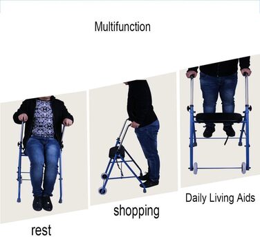 Допоміжний засіб для ходьби, легкий, розбірний, баріатричні ходунки з 2 колесами, роллятор з м'яким сидінням, прогулянкова рама з регульованою по висоті допомогою для пересування, милиці для людей похилого віку з behi