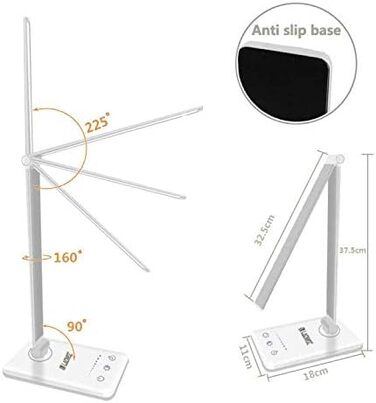 Настільна лампа Lacmisc Настільна лампа з регулюванням яскравості 5 кольорів і 10 рівнів яскравості Настільна лампа Світлодіодне сенсорне керування Рівні яскравості Настільне світло та USB-порт 01 -Сріблястий - 6 Вт
