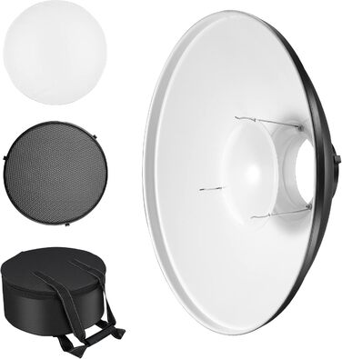 Стандартний відбивач Soonpho Beauty Dish 55 см/22 дюйми з чорною стільниковою решіткою, білим розсіювачем і сумкою для зберігання, світловідбивачем Photo Studio Strobe Flash для студійного спалаху Bowens Mount