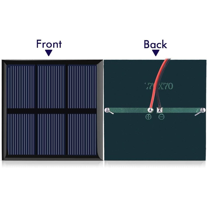 Сонячна панель 0,7 Вт 1,5 В, міні-портативна сонячна батарея DIY Модуль зарядного пристрою для акумулятора 1,2 В з дротом, 2,76x2,76 дюйма