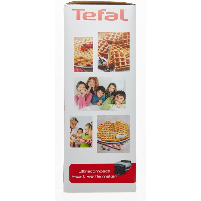 Вафельниця Tefal Heart WM310D Вафельниця для вафель у формі серця Плавний контроль температури засмаги за бажанням Листи з антипригарним покриттям Контейнер для збору тіста Чорний 1000 Вт