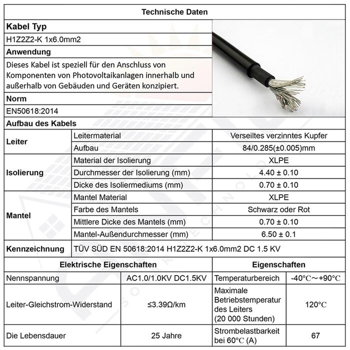 Подовжувач сонячного кабелю ANFIL 6mm2/10AWG Сонячна панель Фотоелектричний подовжувач Сонячний фотоелектричний кабель з розеткою та вилкою для професійної установки сонячної системи (6 м червоний 6 м чорний)