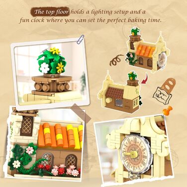 1289 Pieces Bakery Building Construction Toy with Cake Bread Bakery, interlocking Building Blocks Model for Adults Tinegers Children Boys Girls 8-12, 1289 Pieces Bakery Building Construction Toy with Cake Bread Bakery, interlocking Building Blocks Model f