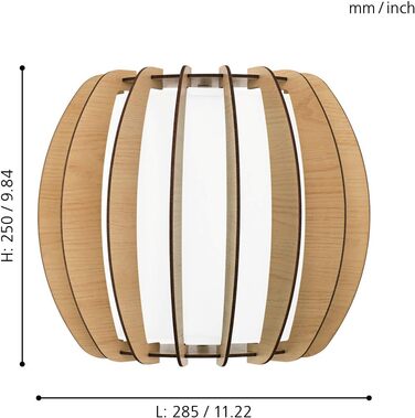 Настінний світильник EGLO Stellato 1, настінний світильник на 1 полум'я вінтажний, настінний світильник інтер'єрний зі сталі, дерева та скла, світильник для вітальні, світильник для передпокою в матовому нікелі, клені, білому кольорі, цоколь E27