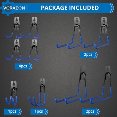 Настінний гачок Важкий гачок для гаража Гачок для інструментів Гачок для інструментів Подвійний гачок з вуглецевої сталі для організації для сходів Крісло Шланг Велосипеди Електроінструменти Громіздкий синій, 10 шт.