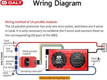 Паралельний модуль DALY BMS 1 A з вентилятором Smart BMS LiFePo4 8S 24 В 250 А та портом CAN, Smart BMS Bluetooth ключ для літієвих акумуляторів 3,2 В, інвертор, ДБЖ та домашня система зберігання (Lifepo4 20S 60V CAN BT, 40AParallel Module1A)