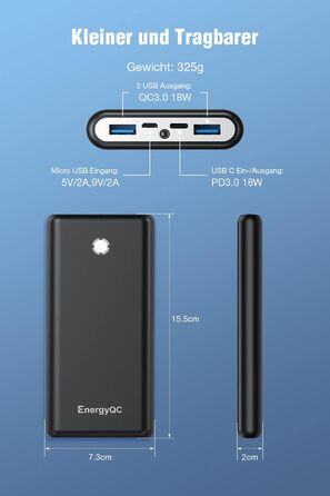 Powerbank Pilot X7 20000mAh, 18W, чорний